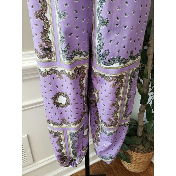 Toxik3 Jumpsuit Womens Small Purple Paisley Sleeveless Pockets Adjustable Strap - Picture 13 of 16